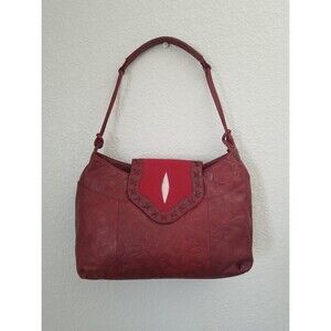 Chi By Falchi Red Leather Lambskin Handbag with dust bag 14.5long 10.5 high used